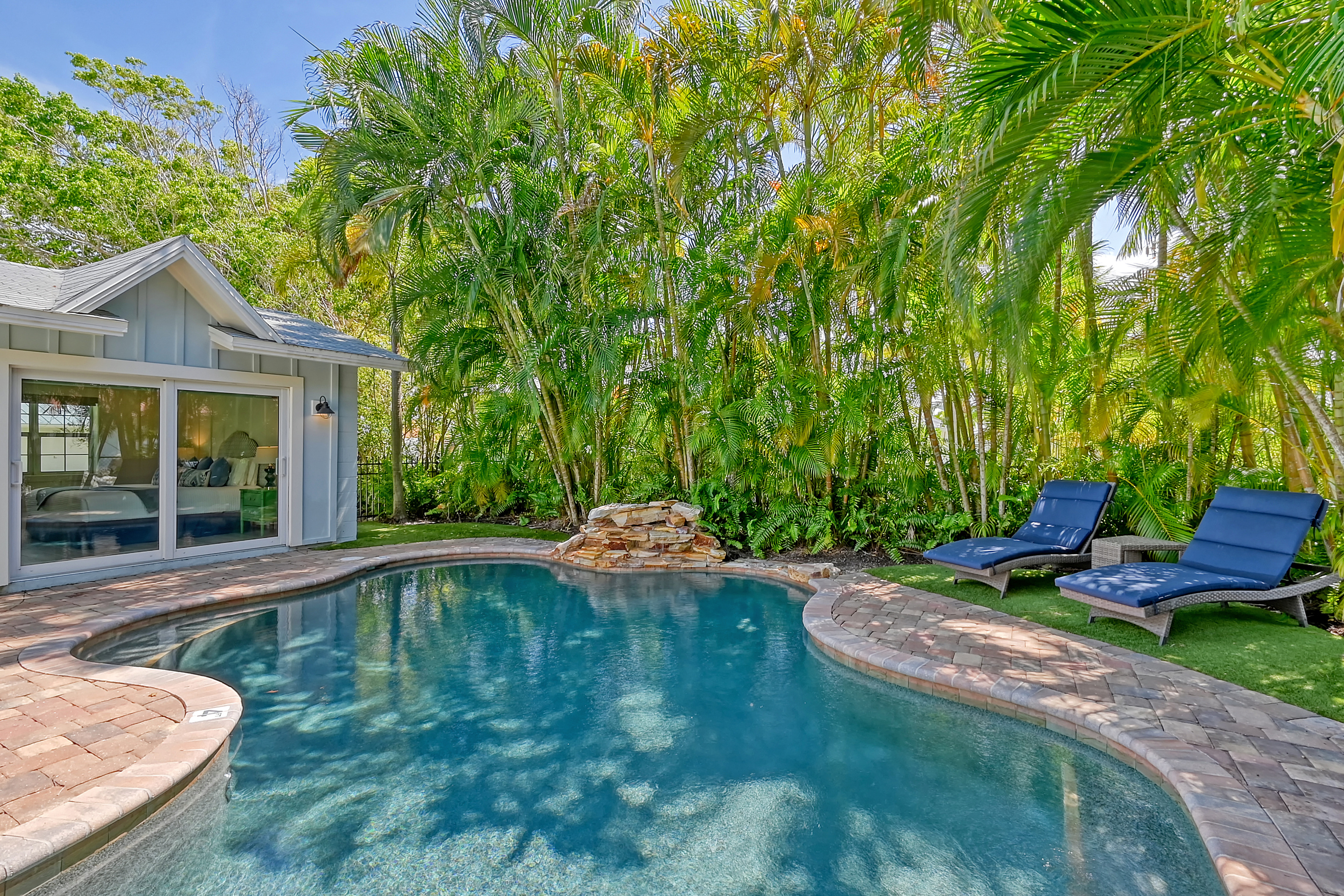 The heated pool is kept at maximum temp during winter months.