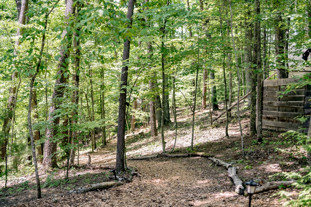 walkway to the tent area. The tents are not far from the parking area. We estimate 50 yards max.