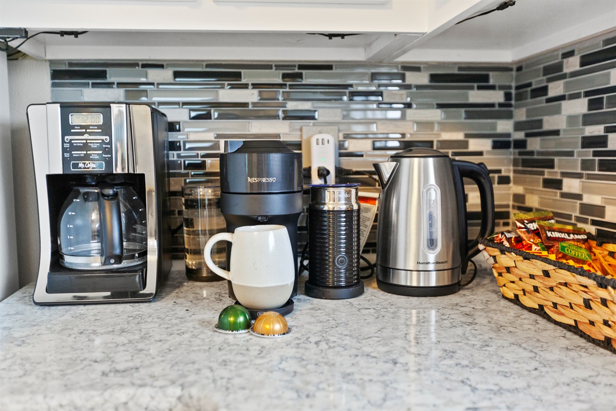 Start your day right at your own coffee bar - brew your favorite cup before heading out to the balcony for that first ocean view of the day