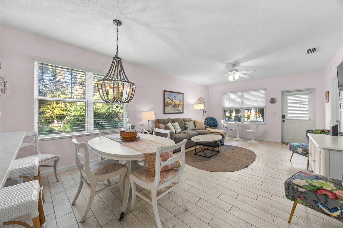 Bright and inviting dining area. Enjoy meals in this sunlit dining space right next to the kitchen.