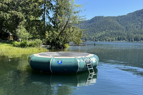 Floating Fun Island off the dock. 