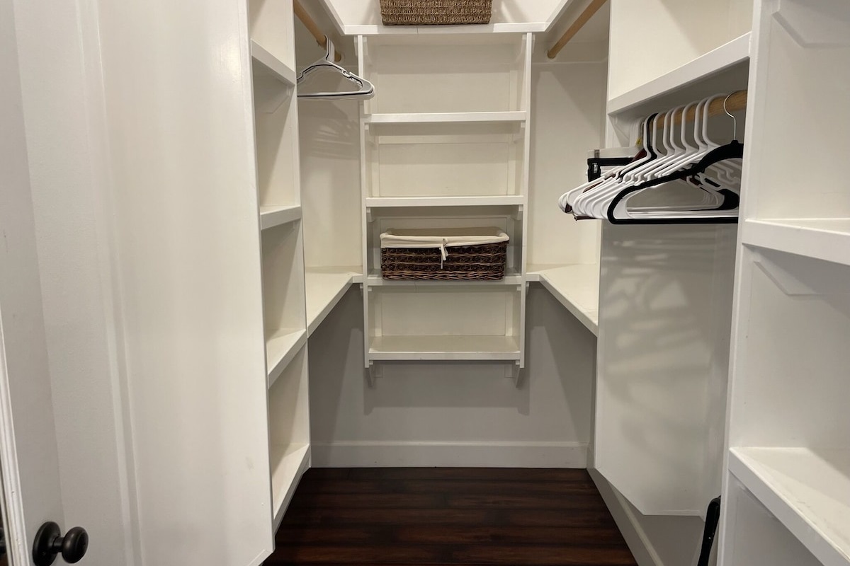 The primary bedroom closet. So much space to unpack and feel at home
