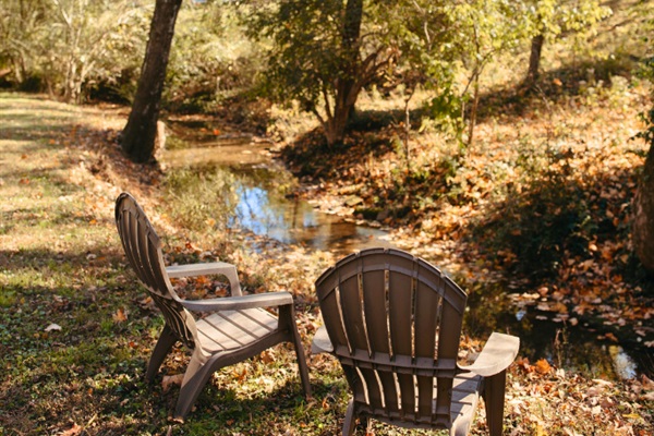 A quiet spot by the creek for reading, resting, or reconnecting.