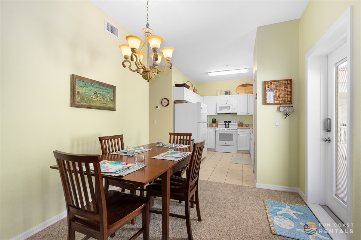 Dining area with rectangular table