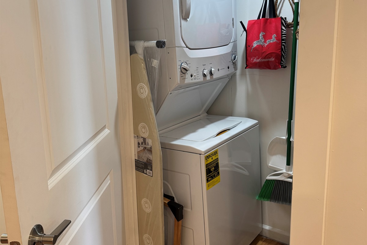 Stackable laundry in kitchen