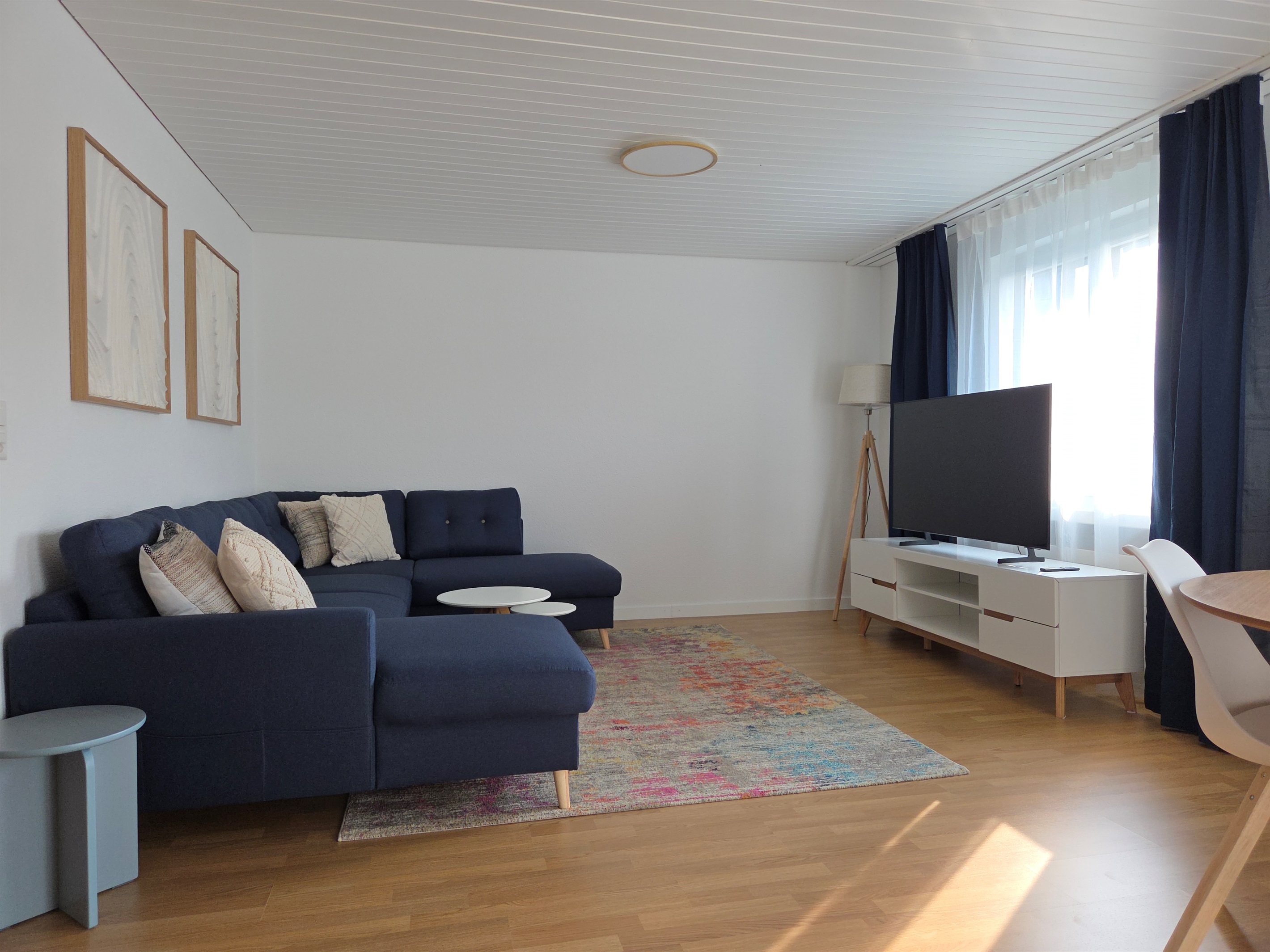 Living room with 55 inch smart TV