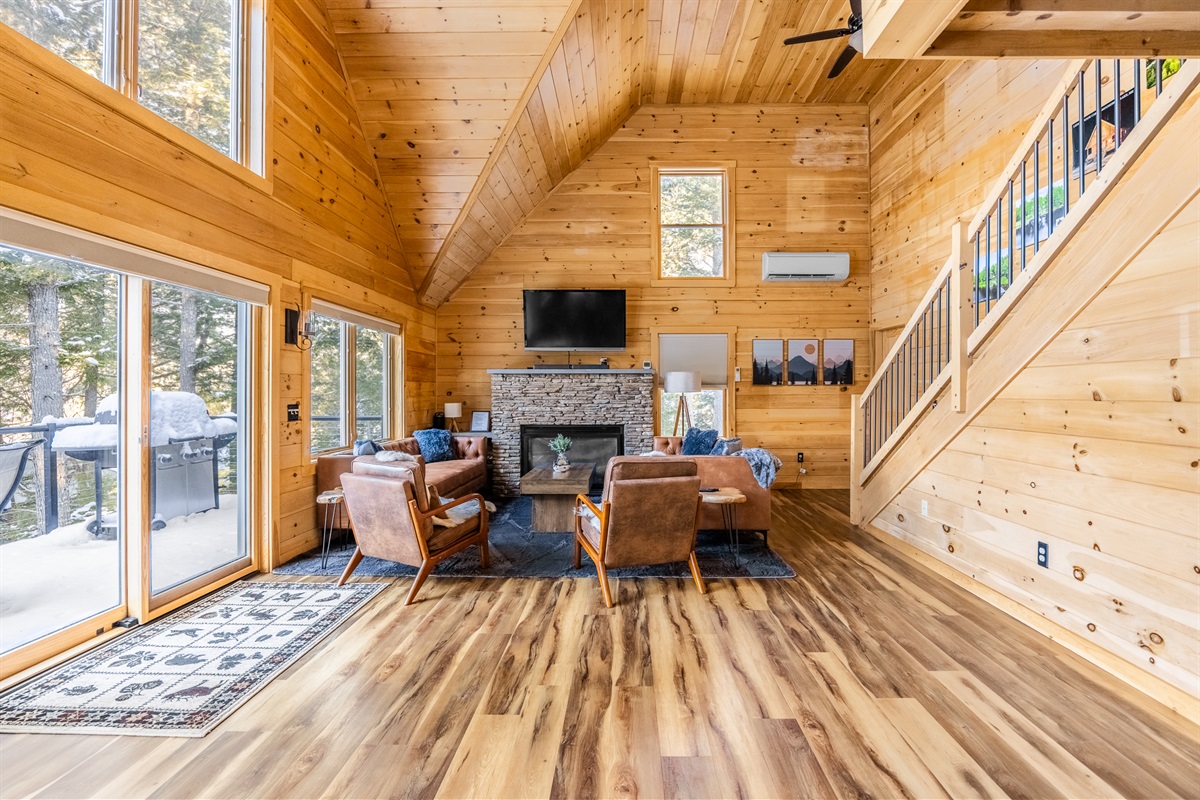 Comfortable and well appointed living room with heat pump