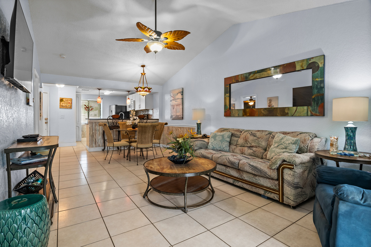 Family room connects to the dining area and kitchen.
