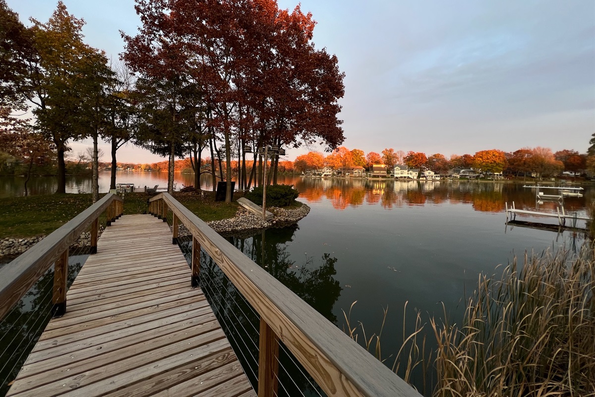 View of Sunset on Sylvan Lake from the Bridge