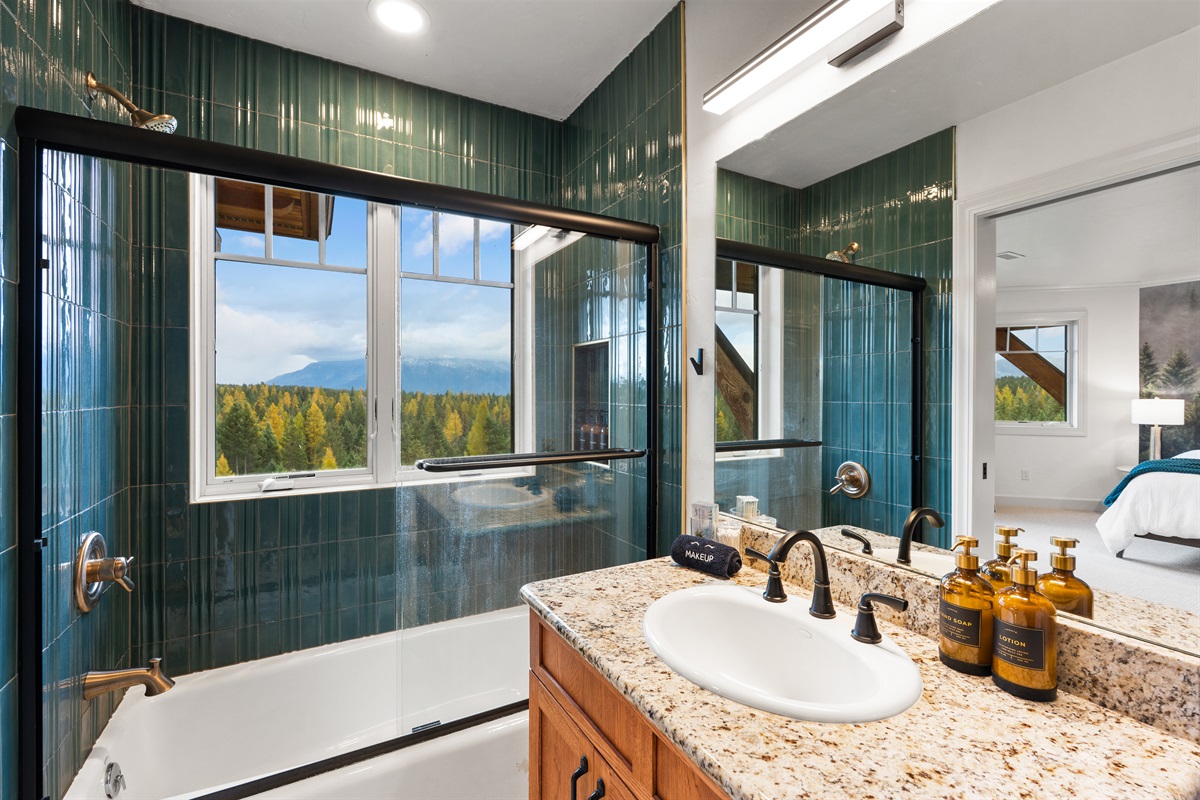 Ensuite bathroom with great views.