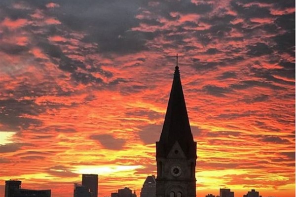 Roof top deck sunset.