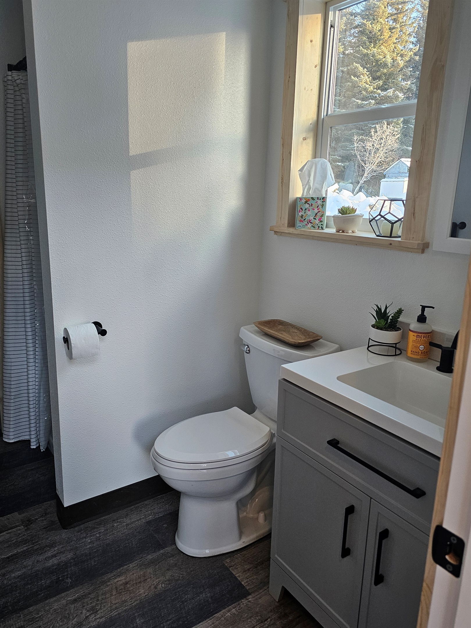 Bathroom includes a sink, toilet, and shower only.  Washer and Dryer located in bathroom behind the door.