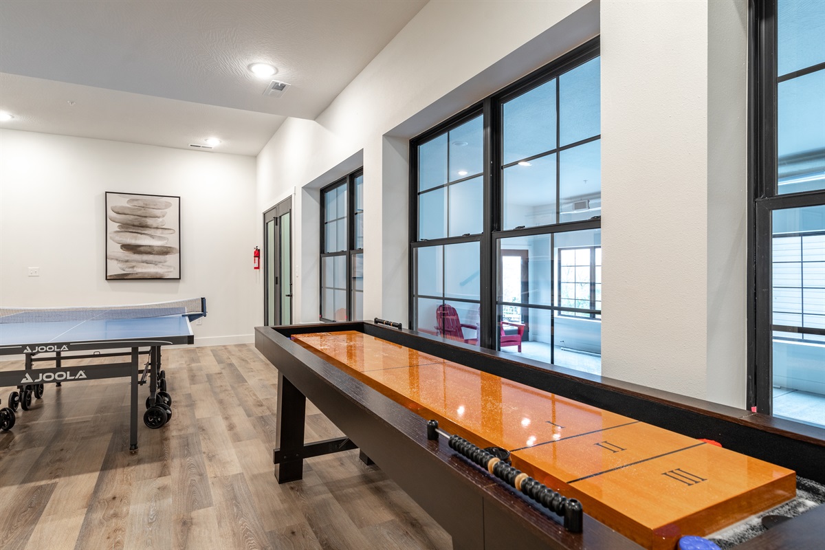 Pool table and Shuffleboard to challenge the family!