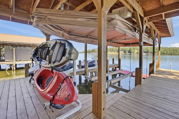 Kayaks are ready when you are. Grab a life jacket and go explore Lake Tillery.