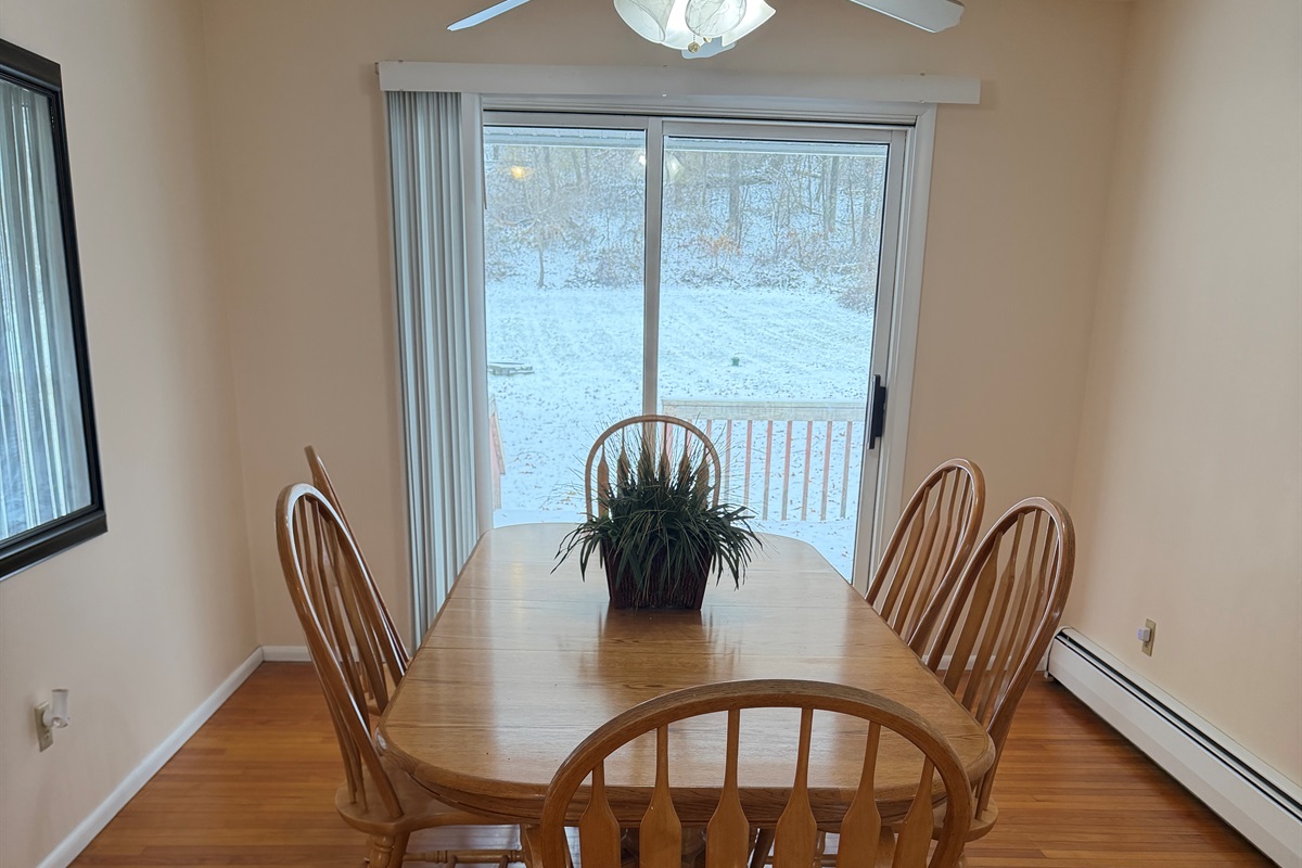 Dining area with sliding door to rear deck