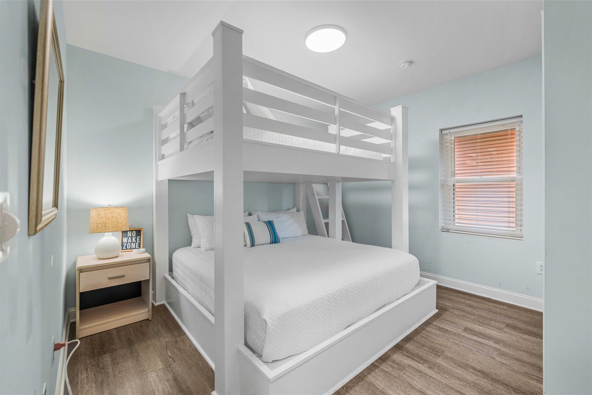 Bedroom 3: Bunk room, queen over king, shares jack n jill bath | Sand Dollar | 102 Oceanview | 1116 Ocean Blvd, Isle of Palms, SC | IOP Escapes