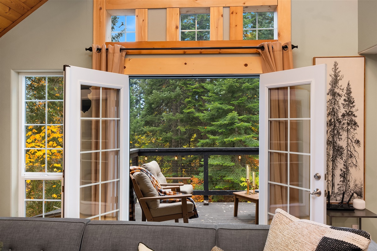 French doors to the upper deck