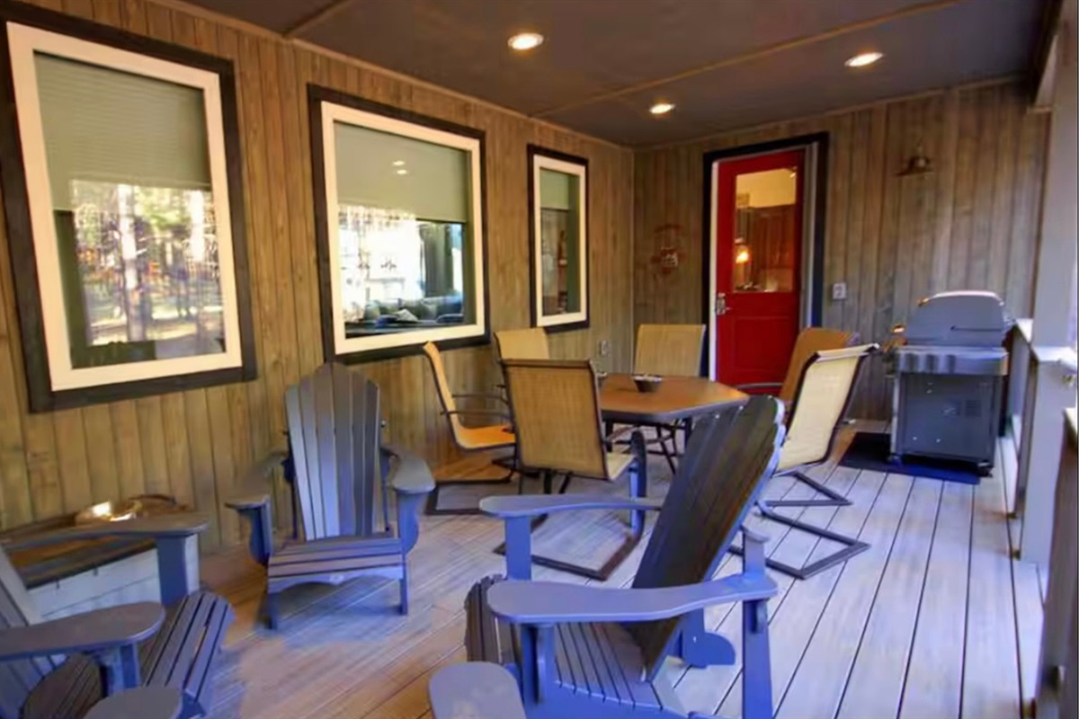 Outdoor seating area perfect for enjoying fresh mountain air.