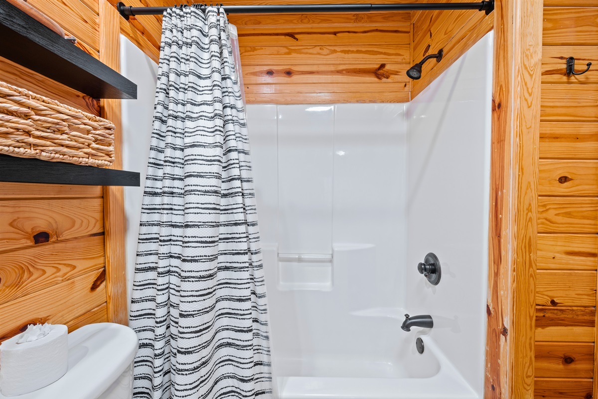 The combination tub and shower gives you options, whether you’re in the mood for a quick refresh or a longer soak.
