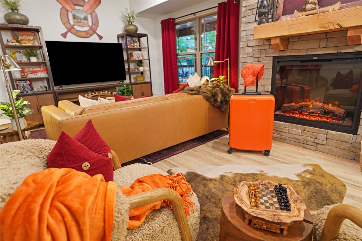 Enjoy your coffee or a glass of wine by the cozy fireplace