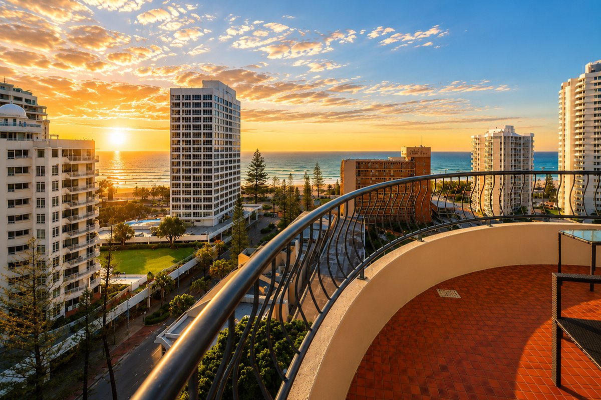 One of the best seats in Surfers Paradise, take in panoramic ocean views, coastal breezes and spectacular sunrises from your private balcony. A peaceful space to relax after a day at the beach, shopping or exploring the Gold Coast.