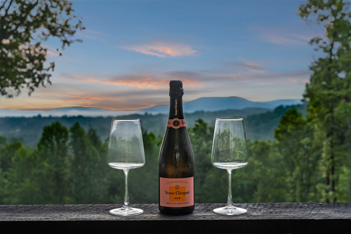 This is why they are called the Blue Ridge Mountains. Let's toast to that!