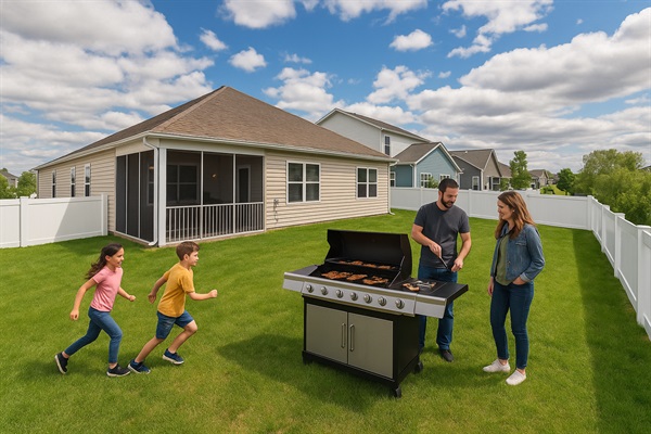 Imagine firing up the roomy seven-burner grill while the kids laugh and dash across the green lawn—an effortless setup for family cookouts, impromptu play, and making vacation memories togethe