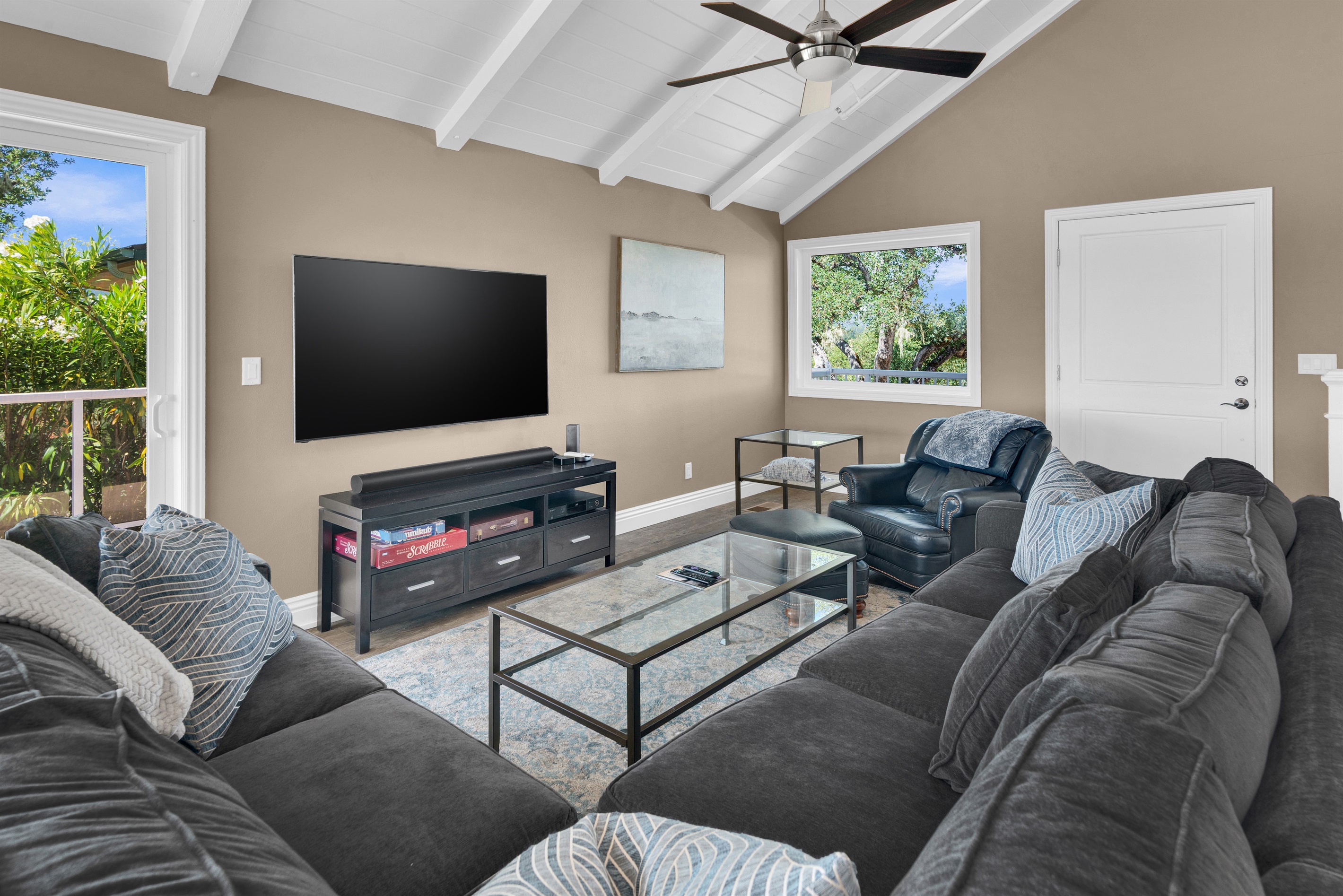 Large Smart TV in nicely appointed living area