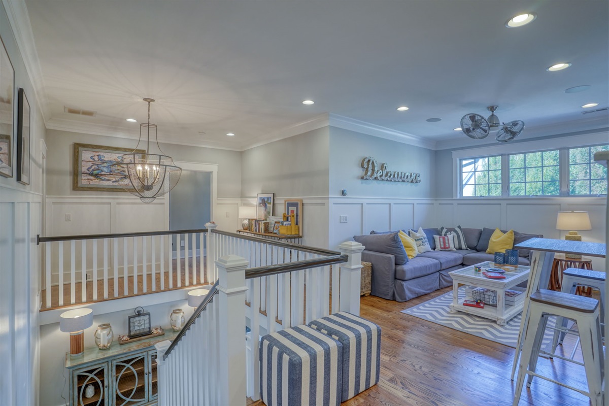 Upstairs loft — a second living space for movie nights or quiet mornings