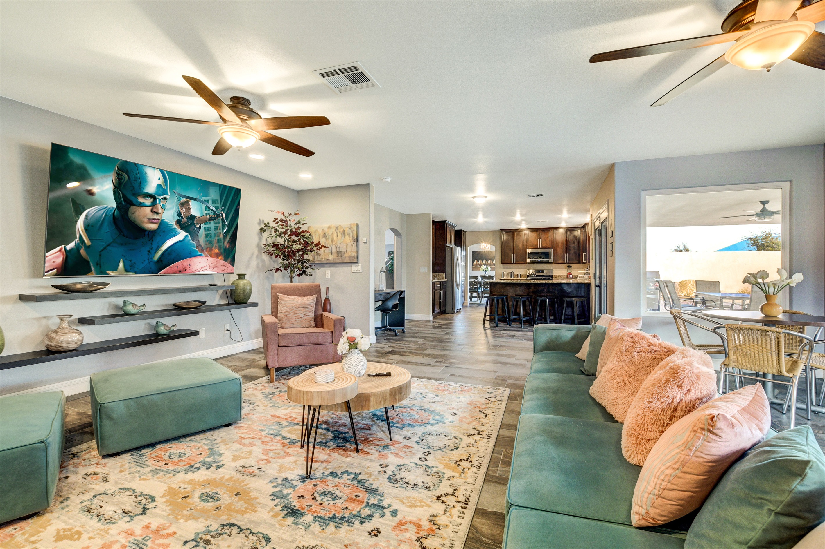 Open floorplan design and plenty of gathering spaces for all!
