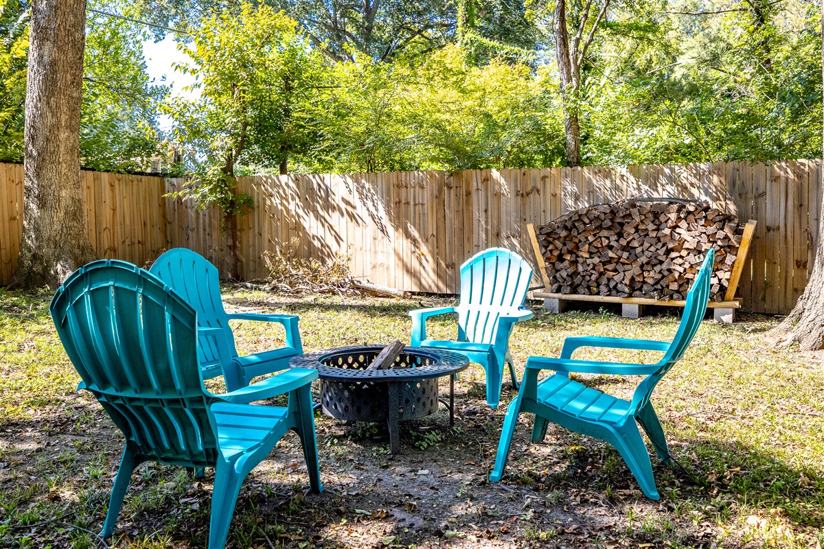 Firepit with firewood provided