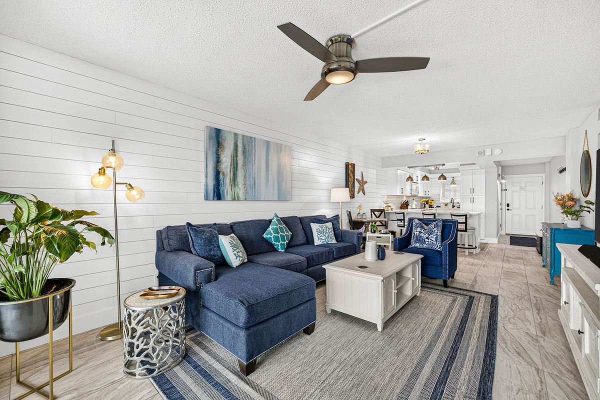 Enjoy Gulf views from spacious living room
