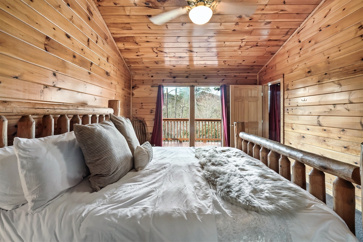 Sink into plush bedding upstairs and enjoy a calm, cozy space made for deep rest and relaxation.