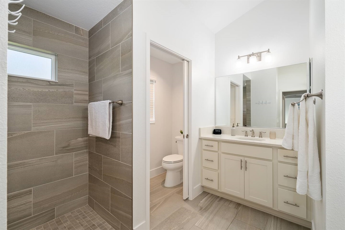 Walk-in shower with modern finishes