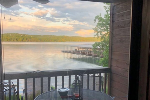 Lake view from inside the condo.