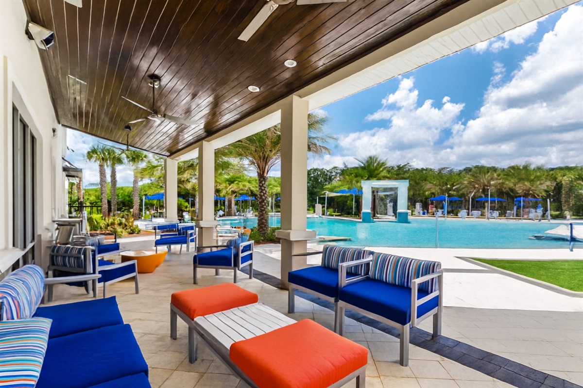 Relax by the pool at the clubhouse