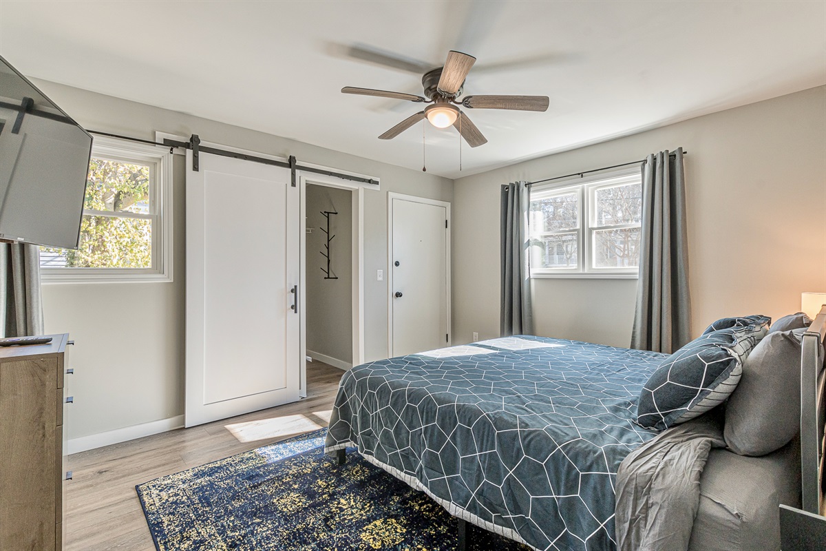 Tuck away your clothes in the large walk-in closet
