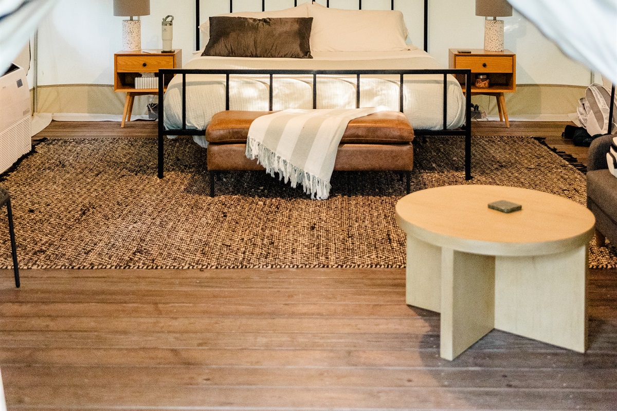 "We woke up to birds chirping and fell asleep listening to the rain on the tent. 