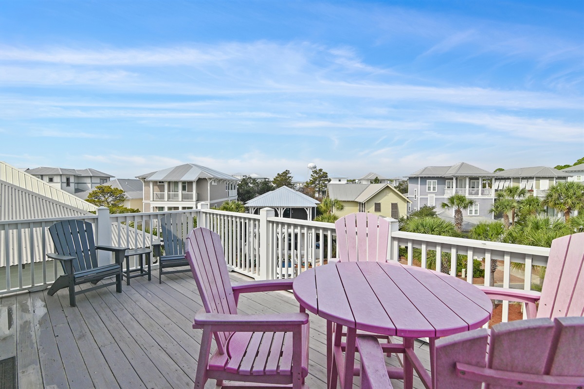 Unwind on the third-floor balcony and take in the views.