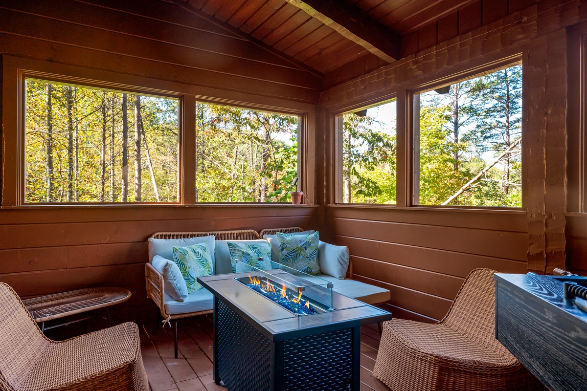 Covered, Private, Screened Porch! Gas Firepit and Foosball!