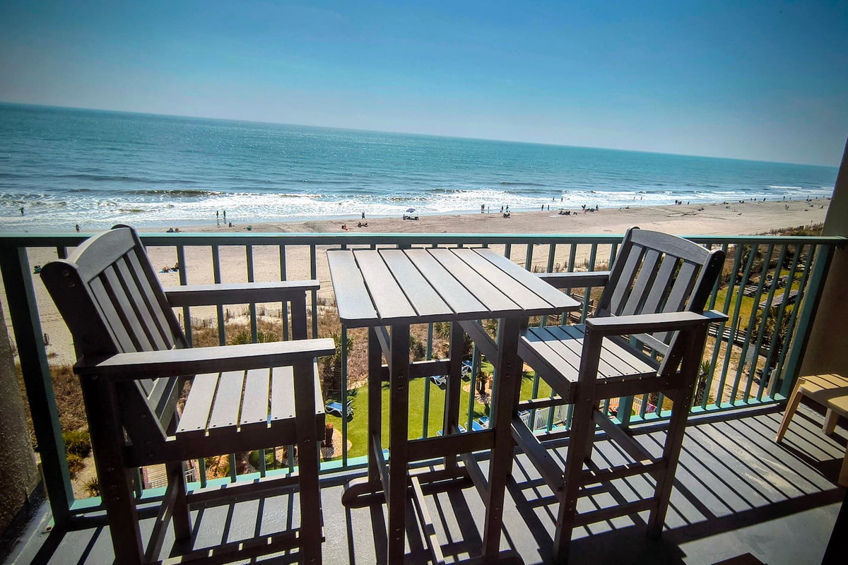 Enjoy a cup of Coffee in the AM, or a glass of Wine in the PM, while overlooking  the Beach.