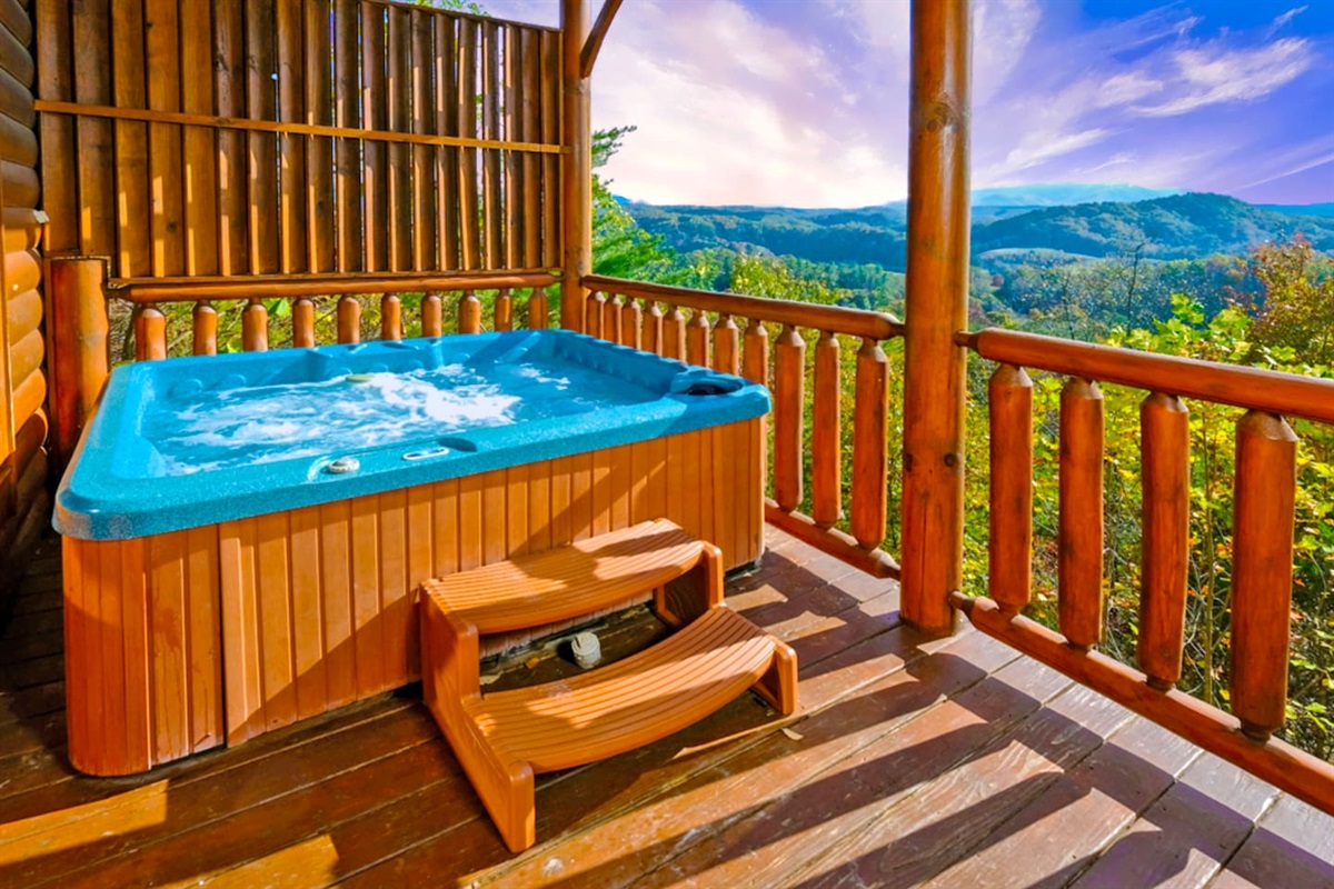 Hot tub overlooking the mountains
