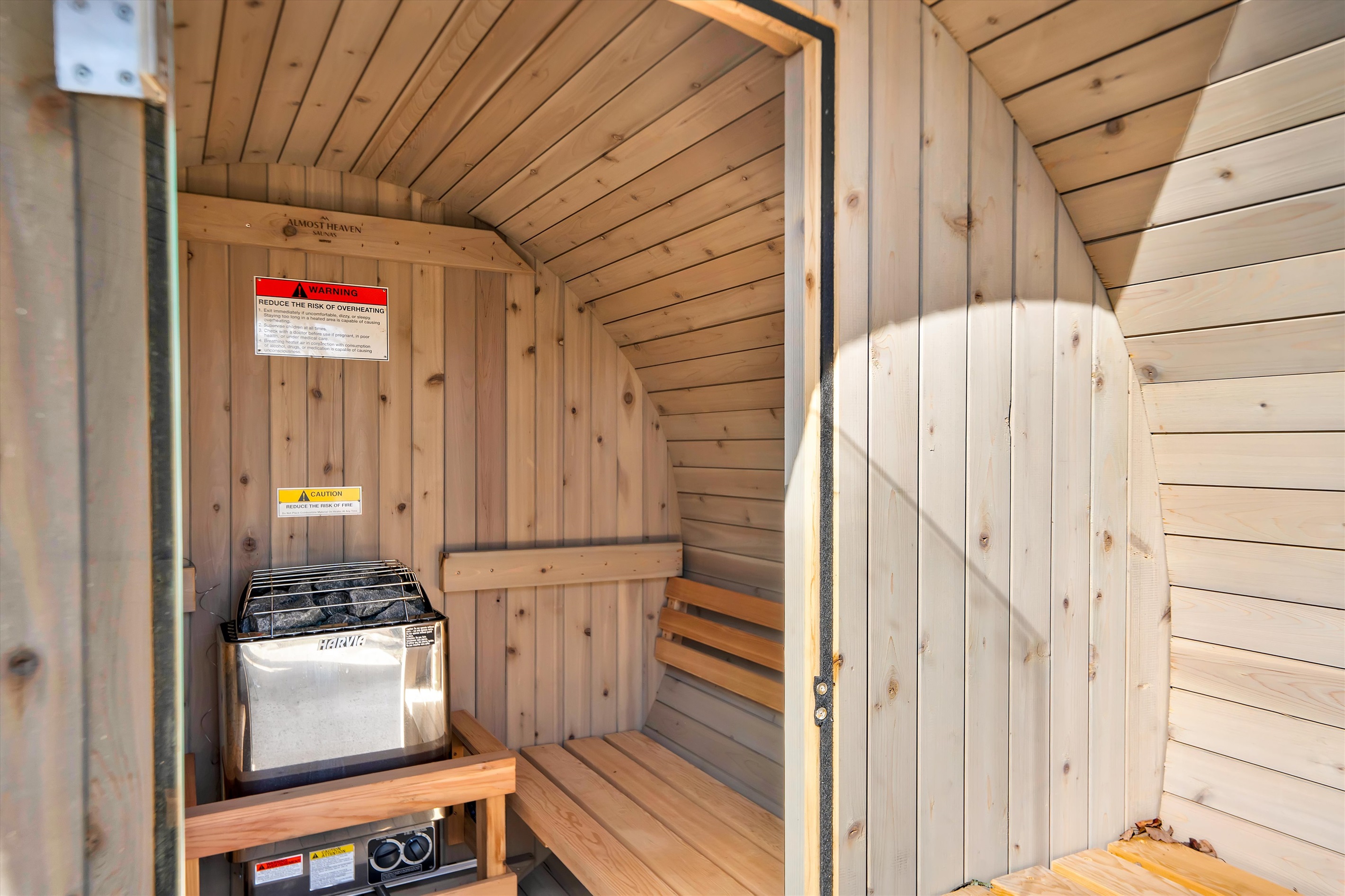 Relax and restore in your private sauna after a day in the cold