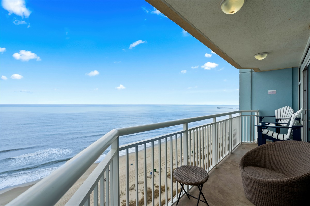 Ocean Views for Miles from the Balcony with Seating