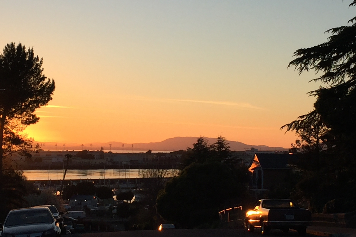 Sunset over the Napa River, Bay beyond the Mare Island