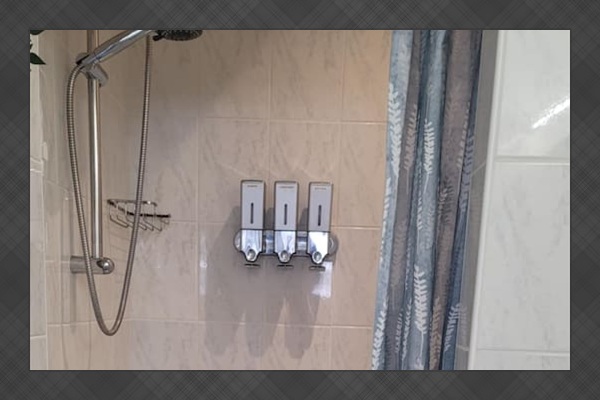 Shower with hand held massage shower head