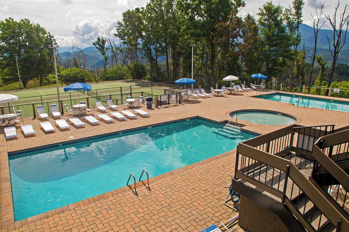 1 of 3 Chalet Village Pools you can access! All right around the corner!