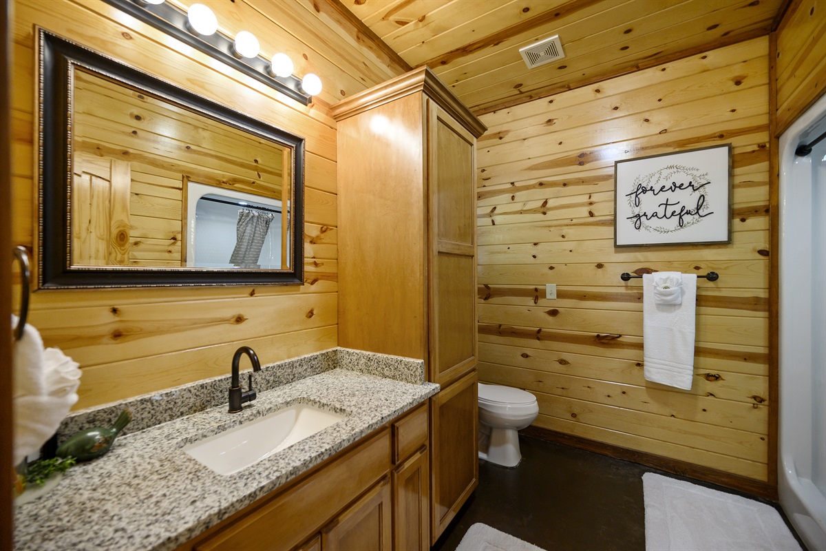 Private bath for king suite.