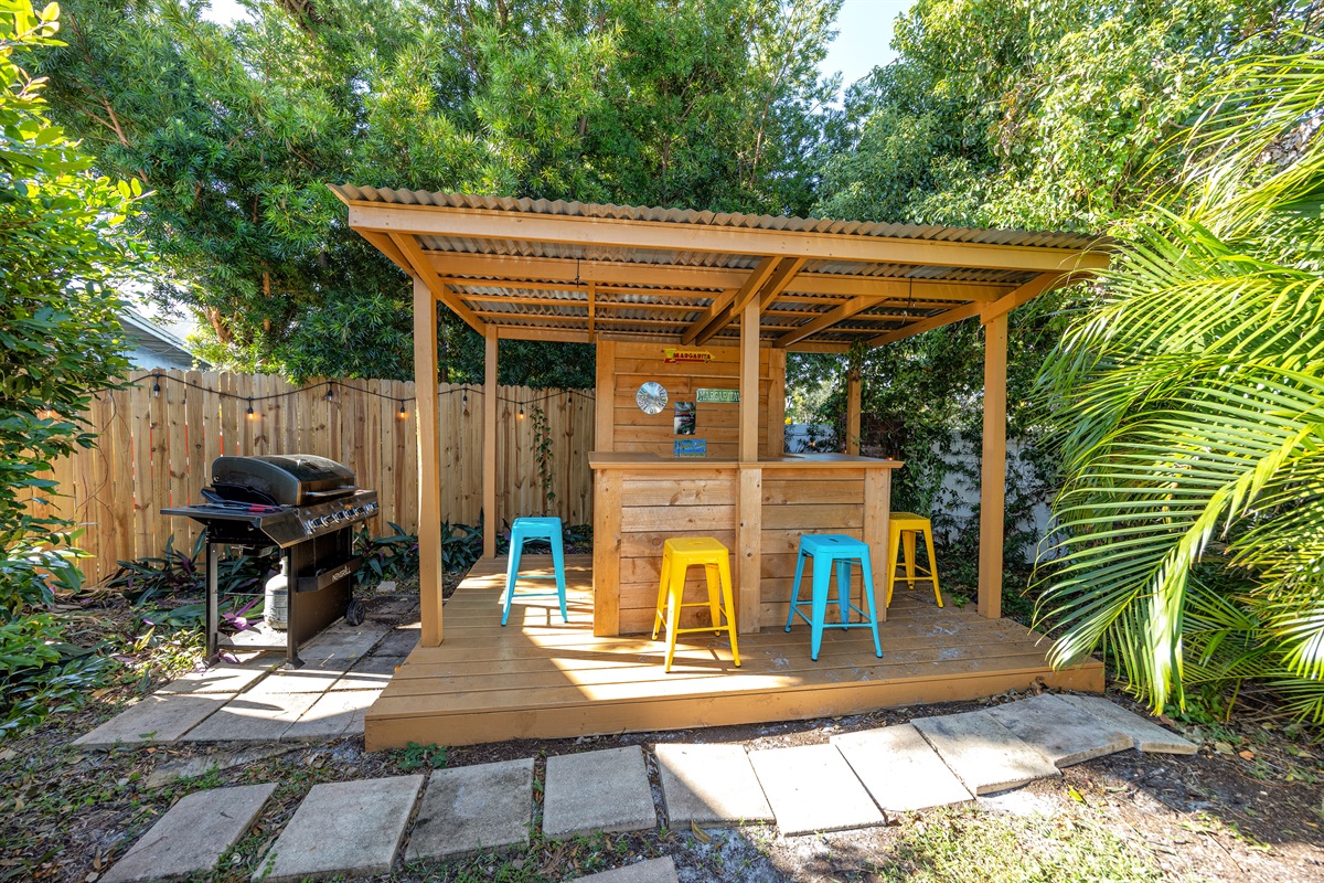 "The spacious backyard and the tiki bar are great places to hangout and enjoy some downtime."