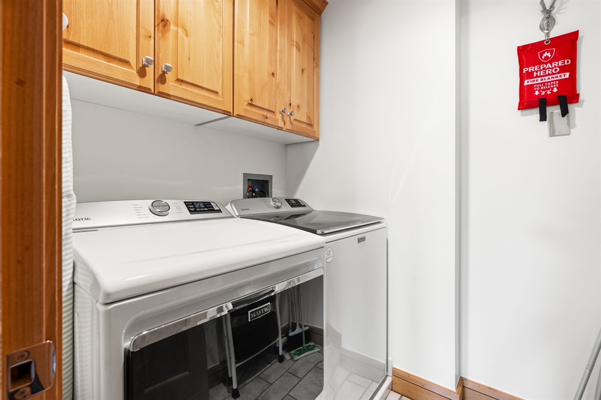 Full size washer and drier in laundry room